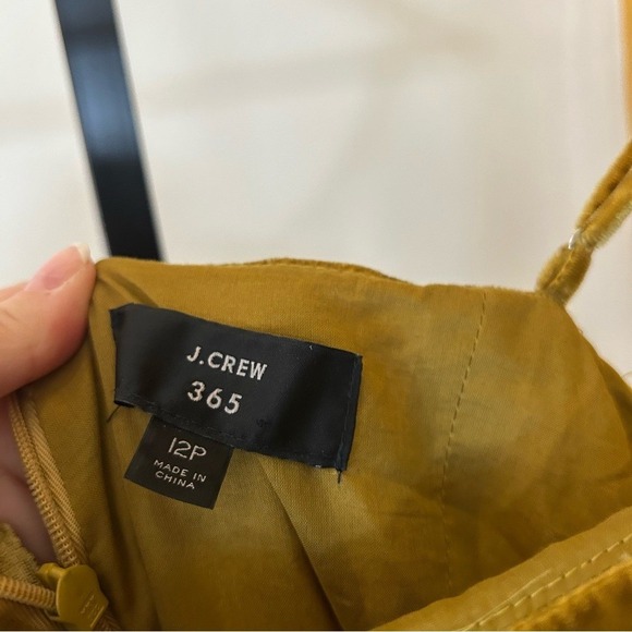 J. Crew 365 Marseille Crushed Velvet Jumpsuit‎ Wide Leg Cropped Belt Gold 12P - Picture 4 of 7